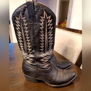 Cowtown Black Leather Bullhide Cowboy Western Boots Mens Size 7.5 D